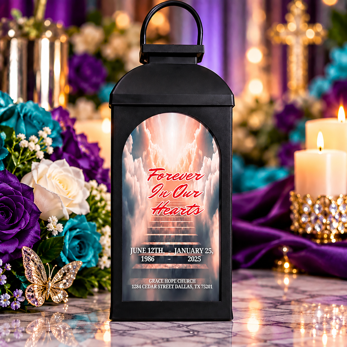 🕊️ Personalized Memorial Lantern – Custom 4-Sided Tribute