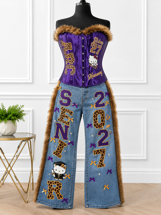 Custom Graduation Corset & Jeans Set