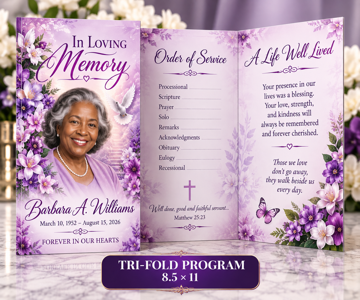 🕊️ Custom Obituary & Celebration of Life Program – Design Only 🕊️