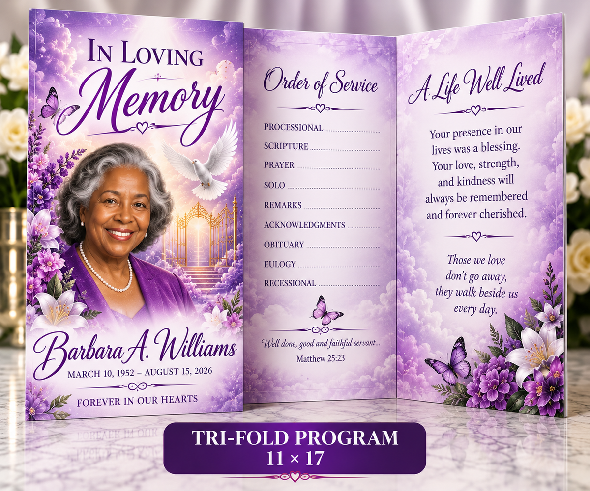 🕊️ Custom Obituary & Celebration of Life Program – Design Only 🕊️