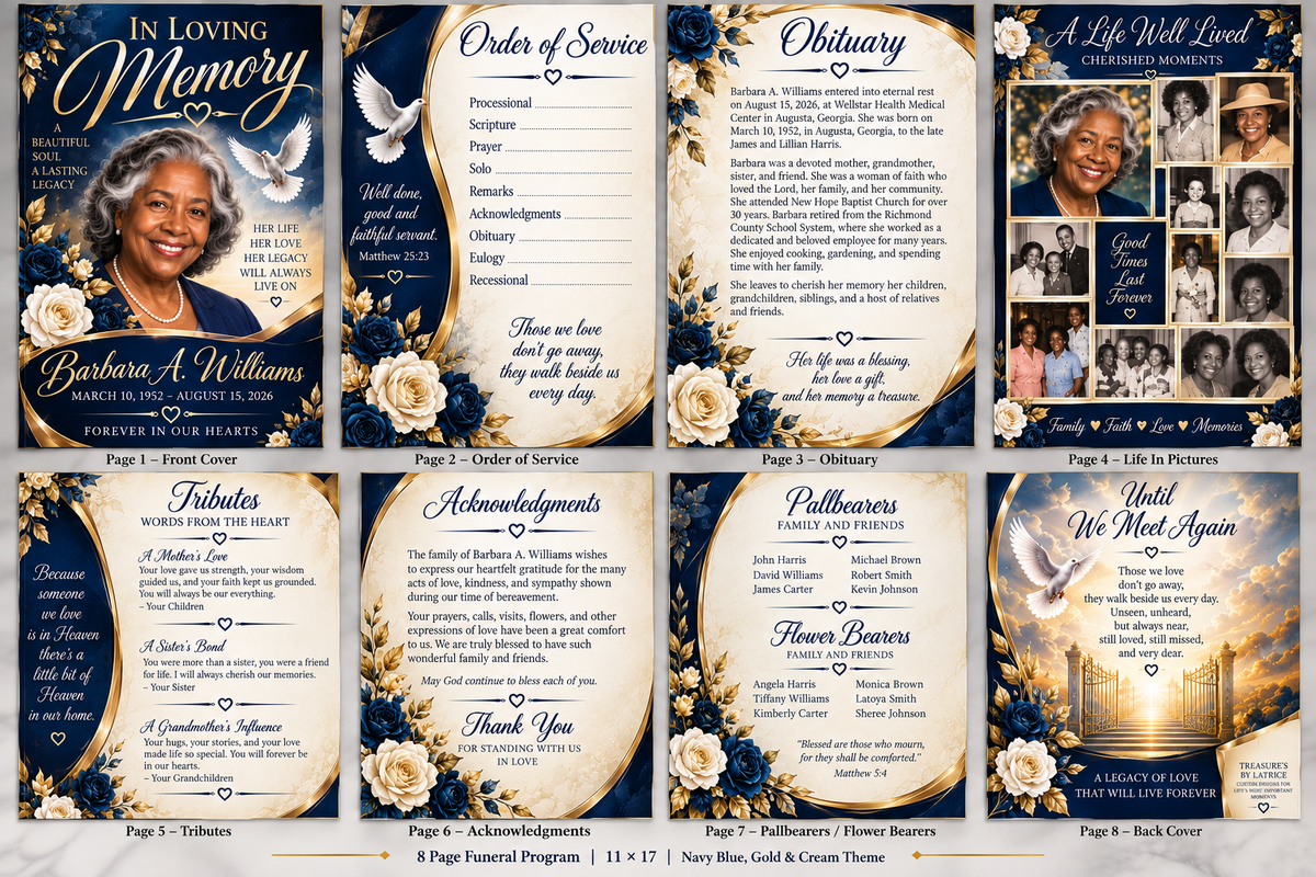 🕊️ Custom Obituary & Celebration of Life Program – Design Only 🕊️