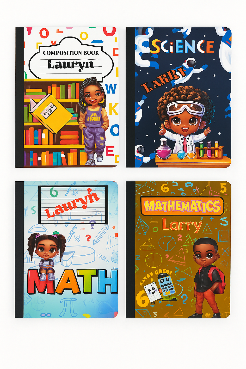 Personalized Back-to-School Composition Notebook Set (Set of 4)