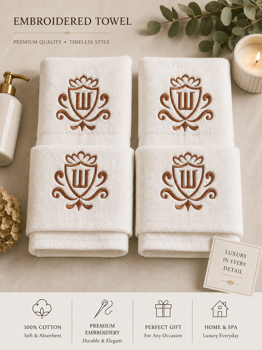 Luxury Embroidered Hand Towel & Washcloth Set